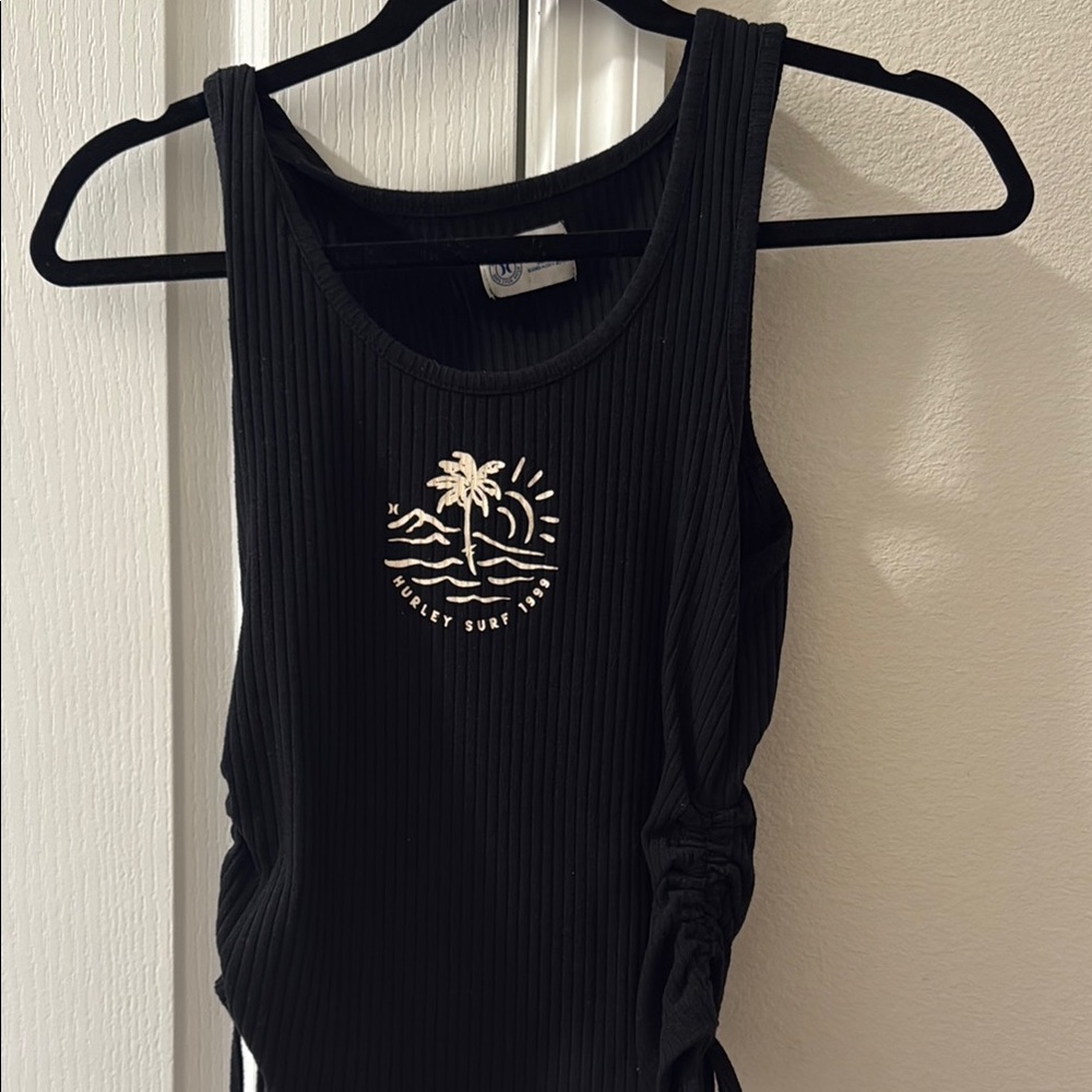 Black Tank Top with Palm Tree Design